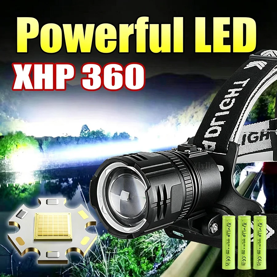 Powerful XHP360 Headlamp USB Rechargeable Headlight 18650 Strong Light Head Flashlight Camping Fishing Head Lantern
Powerful XHP360 Headlamp USB Rechargeable Headlight 18650 Strong Light Head Flashlight Camping Fishing Head Lantern