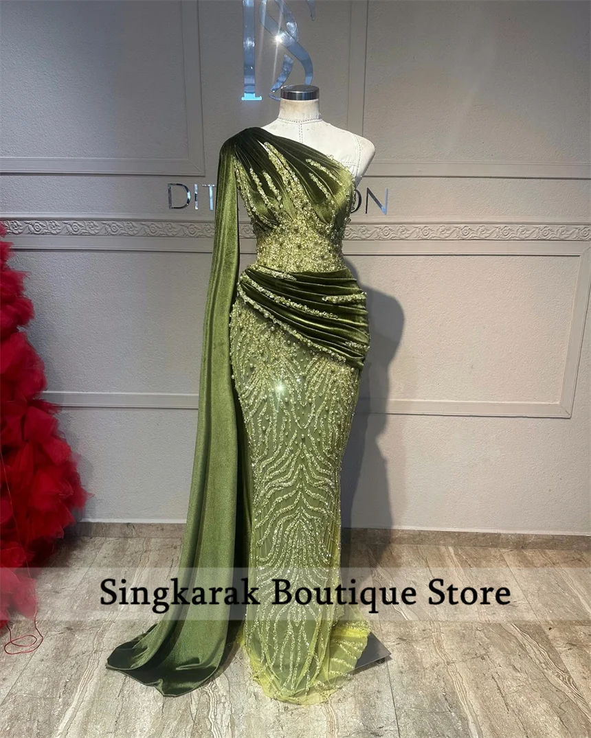 Green Evening Dress 2025 With Cape Crystal Luxury Elegant Beading Pearls Prom Party Gown Wedding Party Gowns Customized
Green Evening Dress 2025 With Cape Crystal Luxury Elegant Beading Pearls Prom Party Gown Wedding Party Gowns Customized