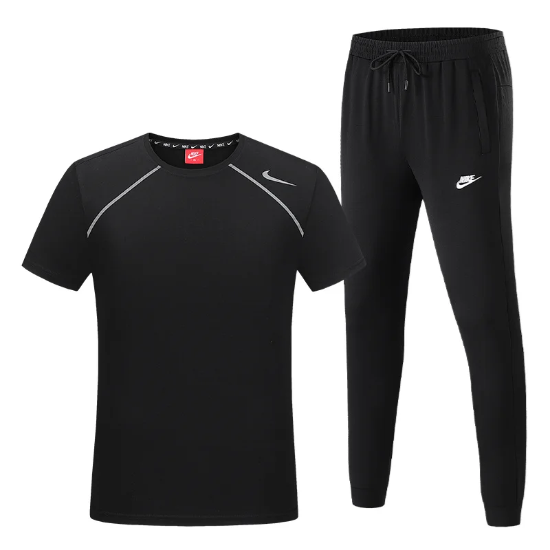 Nike Sports Suit Men Round Neck Small Printing Logo Short Sleeved and Long Pants Two-piece Suit All Black
Nike Sports Suit Men Round Neck Small Printing Logo Short Sleeved and Long Pants Two-piece Suit All Black
