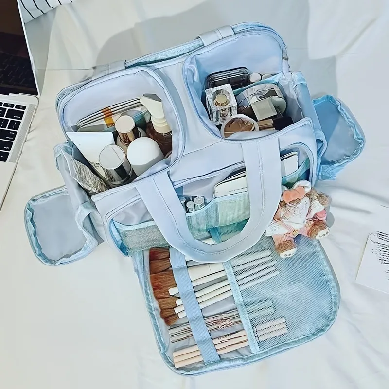 1pc Women's Large Capacity Travel Makeup & Toiletry Organizer - Durable Nylon with Handle,Multiple Compartments, Sturdy Design
1pc Women's Large Capacity Travel Makeup & Toiletry Organizer - Durable Nylon with Handle,Multiple Compartments, Sturdy Design