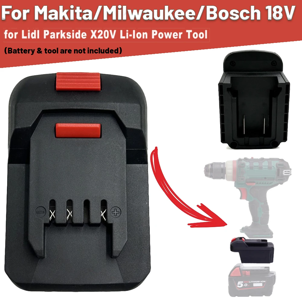 Battery Convert For Makita/Bosch/Milwaukee 18V Li-ion to for Lidl Parkside X20V Battery Power Tools Battery Adapter Converter
Battery Convert For Makita/Bosch/Milwaukee 18V Li-ion to for Lidl Parkside X20V Battery Power Tools Battery Adapter Converter