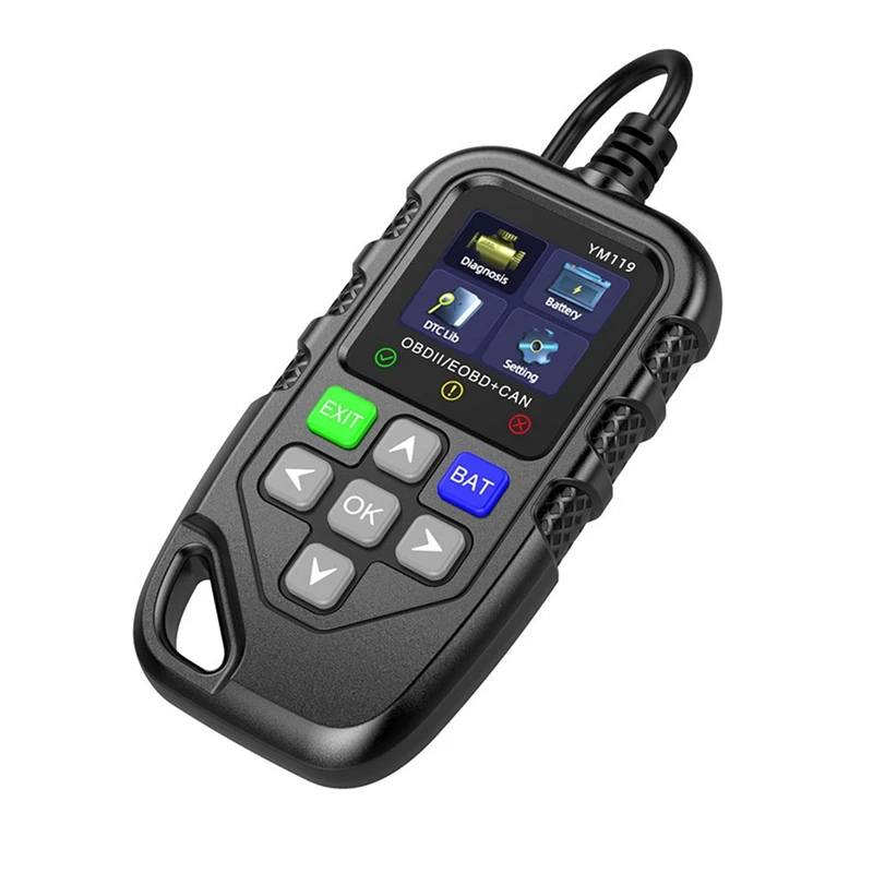 Диагностический сканер YM119 OBDII, считыватель кодов OBD2, автомобильный диагностический инструмент
Диагностический сканер YM119 OBDII, считыватель кодов OBD2, автомобильный диагностический инструмент