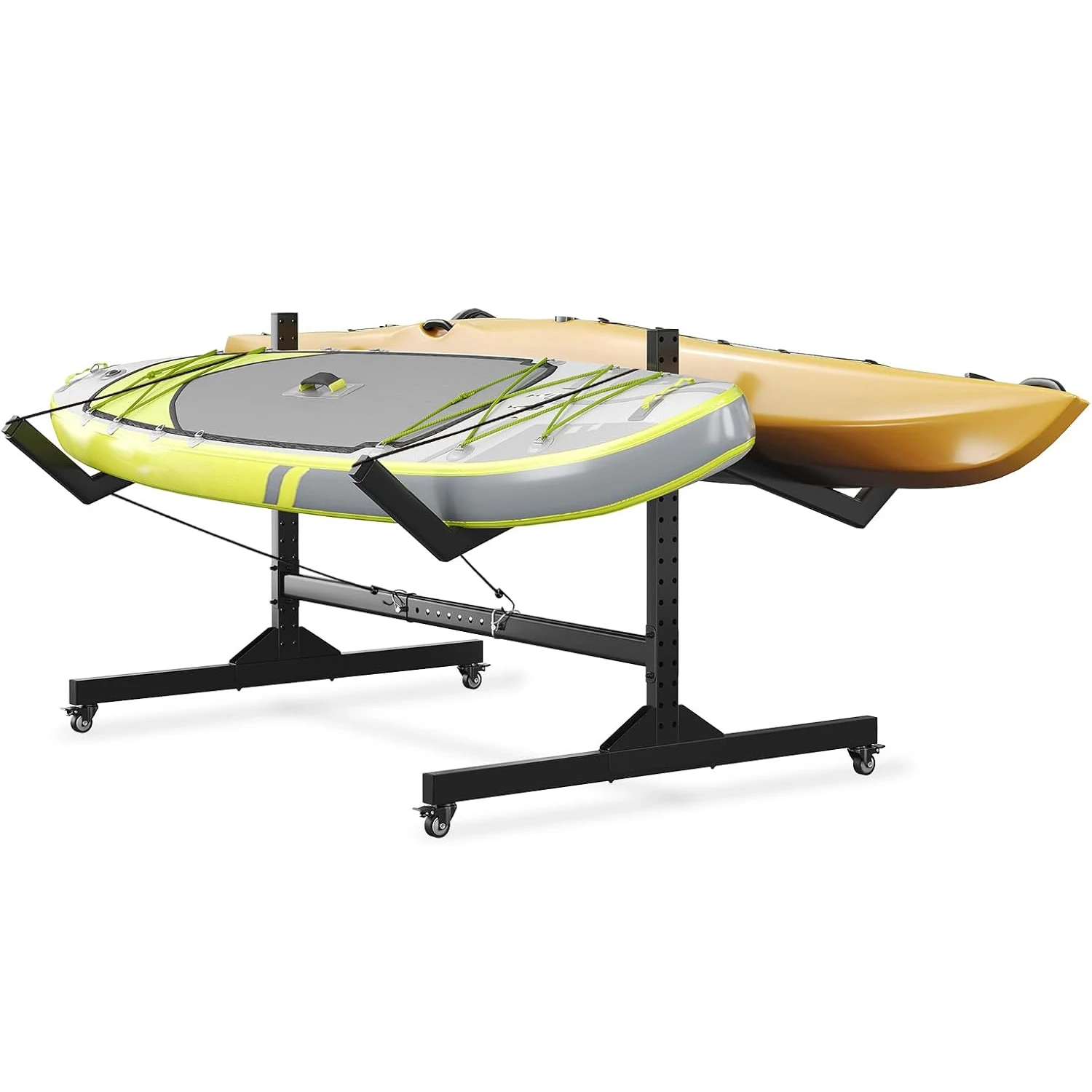 Freestanding 2 Kayaks Storage Rack, Heavy-Duty Steel Adjustable Kayak Holder with Lockable Movable Wheels & Hanging Straps, Tool-Free Width Adjustment Outdoor Storage Stand for Garage Dock SUP Surfboard
Freestanding 2 Kayaks Storage Rack, Heavy-Duty Steel Adjustable Kayak Holder with Lockable Movable Wheels & Hanging Straps, Tool-Free Width Adjustment Outdoor Storage Stand for Garage Dock SUP Surfboard