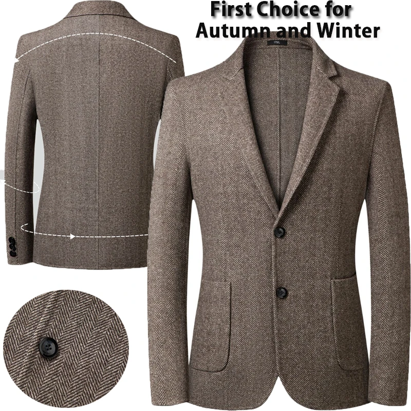 Autumn Winter Men's Cotton Suits Jacket Herringbone Suede Blazer Business Casual Slim Fit Coat Blend Cardigan Outerwear
Autumn Winter Men's Cotton Suits Jacket Herringbone Suede Blazer Business Casual Slim Fit Coat Blend Cardigan Outerwear