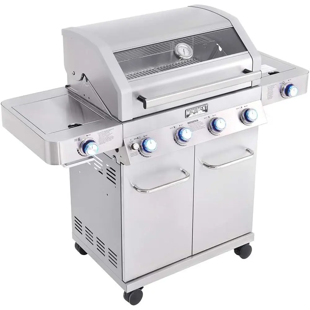 4+2 Burner Stainless Steel Cabinet Gas Grill with Clearview Lid, Knob Controls, Thermometer, Infrared Side Burners for Outdoor C
4+2 Burner Stainless Steel Cabinet Gas Grill with Clearview Lid, Knob Controls, Thermometer, Infrared Side Burners for Outdoor C