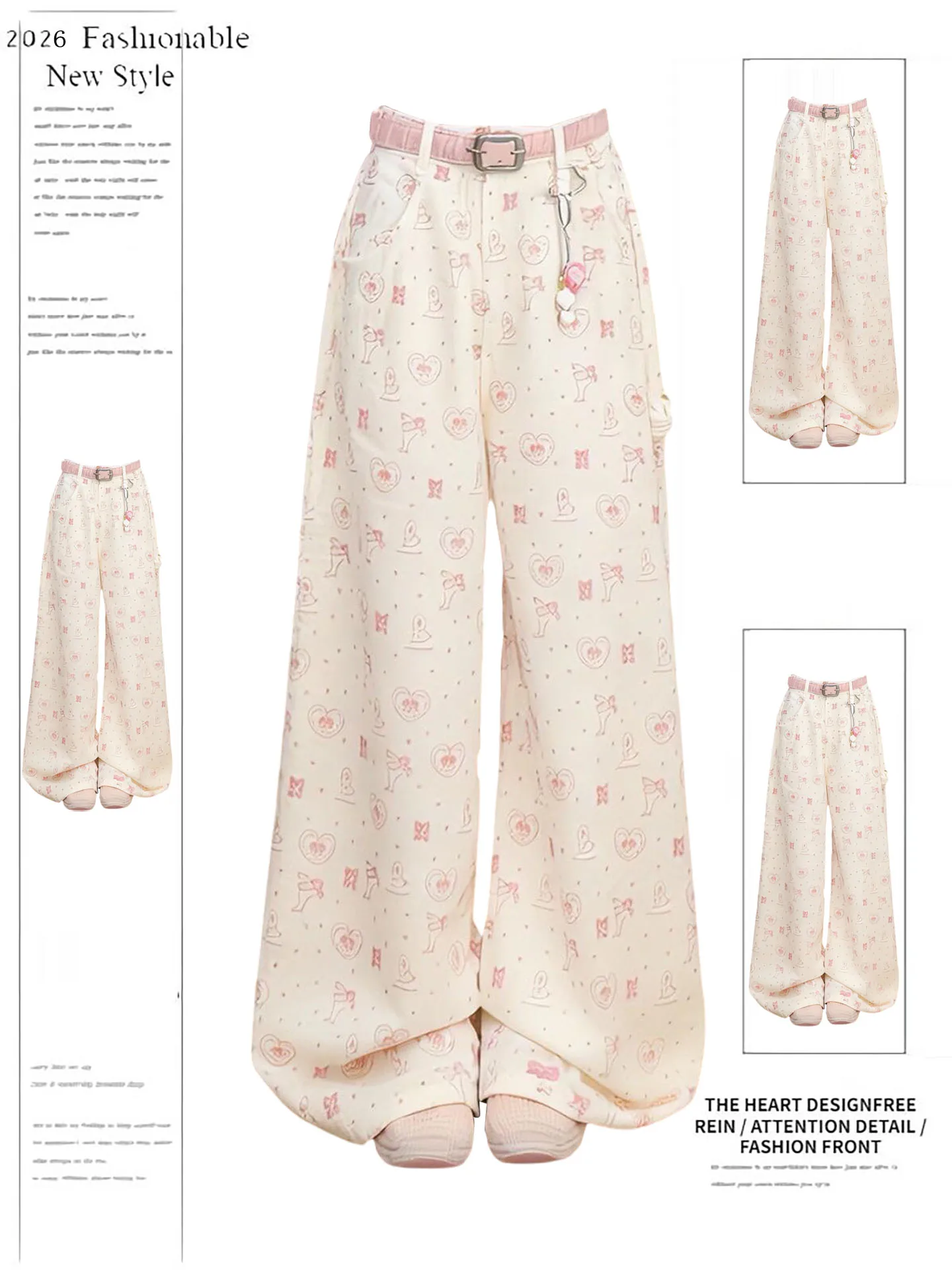 Summer Thin Wide Leg Jeans Women's High Waist Knot Casual Loose Floor Length Cartoon Print Soft Denim Casual Pants
Summer Thin Wide Leg Jeans Women's High Waist Knot Casual Loose Floor Length Cartoon Print Soft Denim Casual Pants