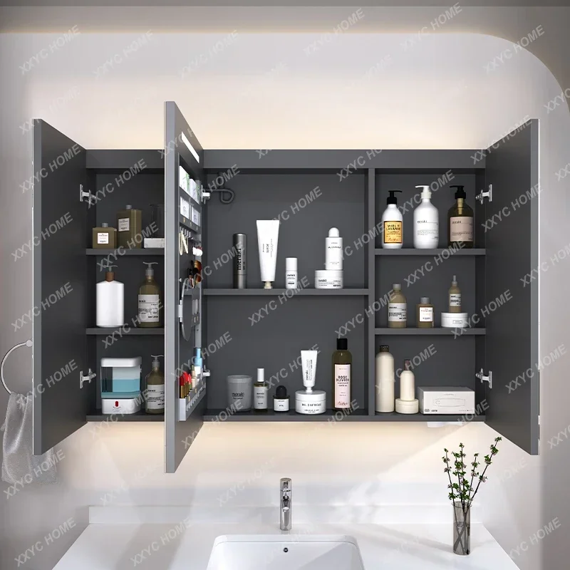 A Wall Mounted Mirrored Cabinets Grey Bathroom Vanity Sale Soft Black Carcase Silver White LED Light Copper Customized Style
A Wall Mounted Mirrored Cabinets Grey Bathroom Vanity Sale Soft Black Carcase Silver White LED Light Copper Customized Style