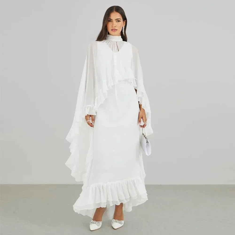 Customized 2026 Modern Prom Dress Maxi Ruffles High Collar Cape Formal Evening Gowns 2026 A Line Tiered Wedding Guest Dresses
Customized 2026 Modern Prom Dress Maxi Ruffles High Collar Cape Formal Evening Gowns 2026 A Line Tiered Wedding Guest Dresses