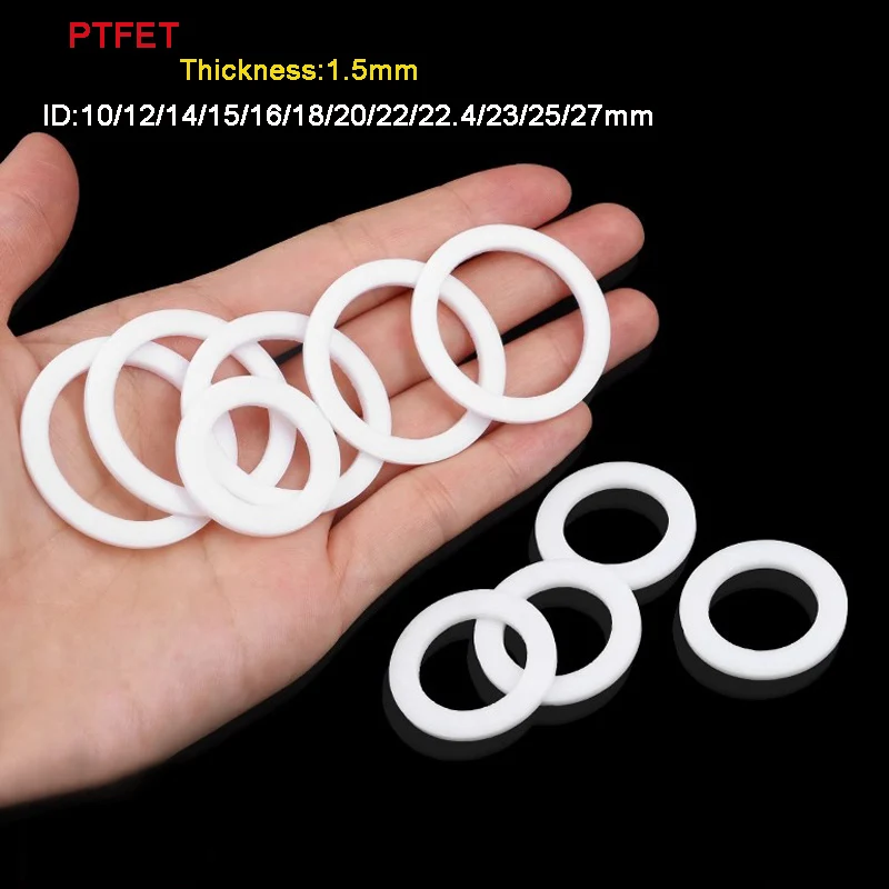 50Pcs PTFE Gasket Plastic King Flange Seal Washer Thickness 1.5mm Inner Diameter 10/12/14/15/16/18/20/22/22.4/23/25/27mm
50Pcs PTFE Gasket Plastic King Flange Seal Washer Thickness 1.5mm Inner Diameter 10/12/14/15/16/18/20/22/22.4/23/25/27mm