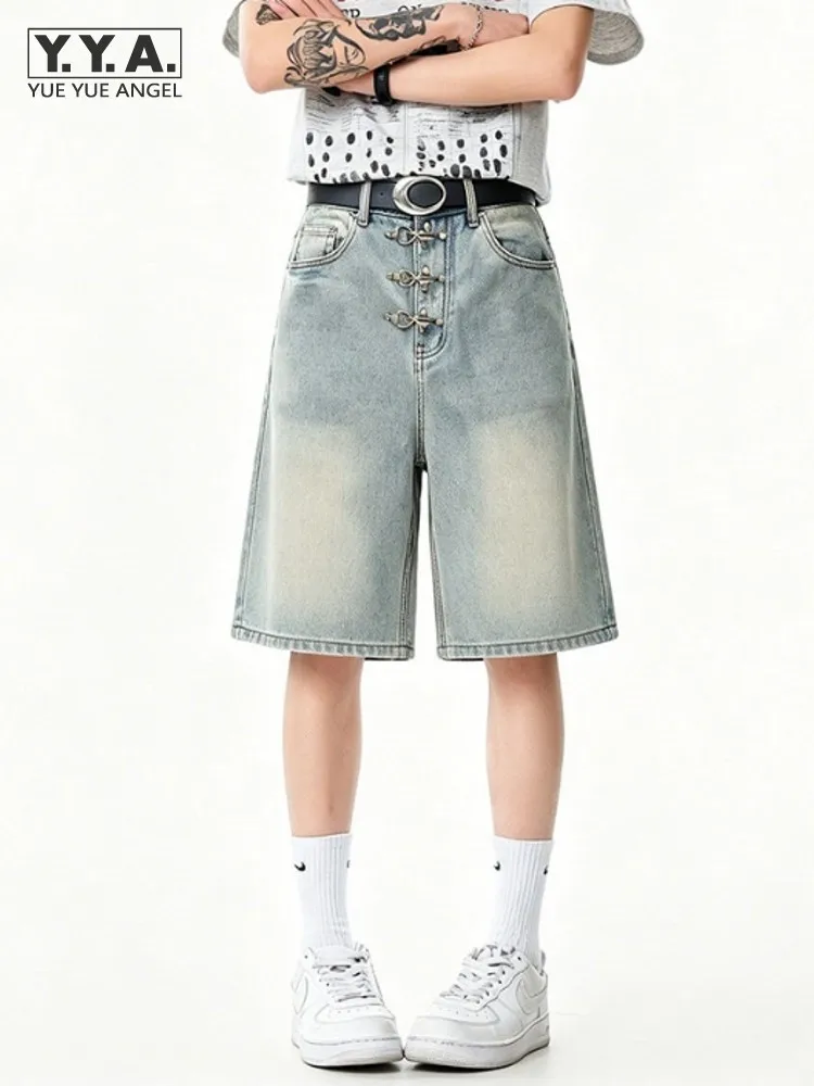Summer Casual Men Versatile Metal Buckle Straight-Leg Shorts Loose Fit Low Waist Fashion Men High Street Knee Length Short Jeans
Summer Casual Men Versatile Metal Buckle Straight-Leg Shorts Loose Fit Low Waist Fashion Men High Street Knee Length Short Jeans