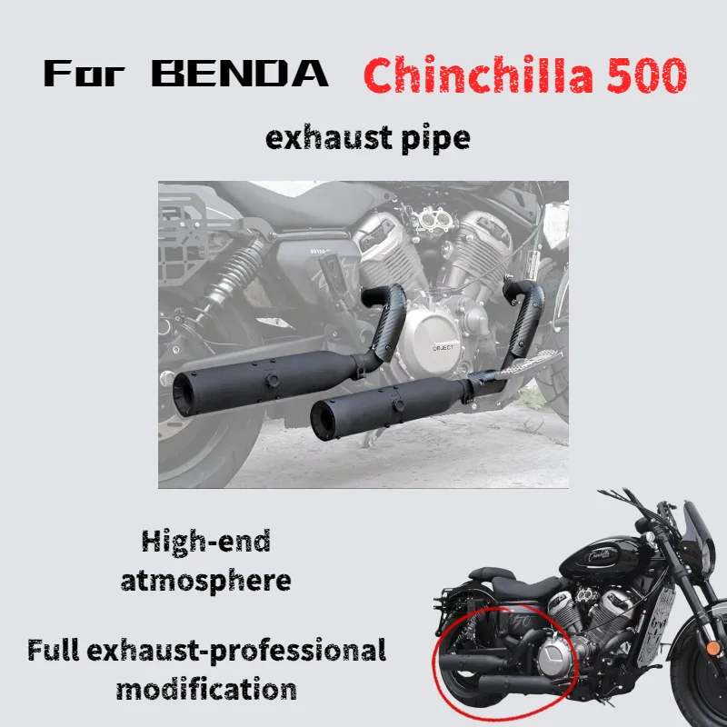 For Benda Chinchilla 500 modified full section exhaust Pipe,the sound is low, deep and powerful
For Benda Chinchilla 500 modified full section exhaust Pipe,the sound is low, deep and powerful