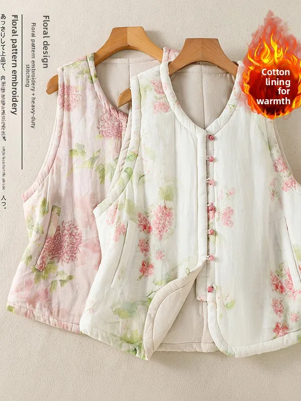 Художественный винтажный женский хлопковый жилет большого размера с цветочным принтом, верхняя одежда, теплая осенне-зимняя модная одежда свободного покроя для поездок на работу
Художественный винтажный женский хлопковый жилет большого размера с цветочным принтом, верхняя одежда, теплая осенне-зимняя модная одежда свободного покроя для поездок на работу