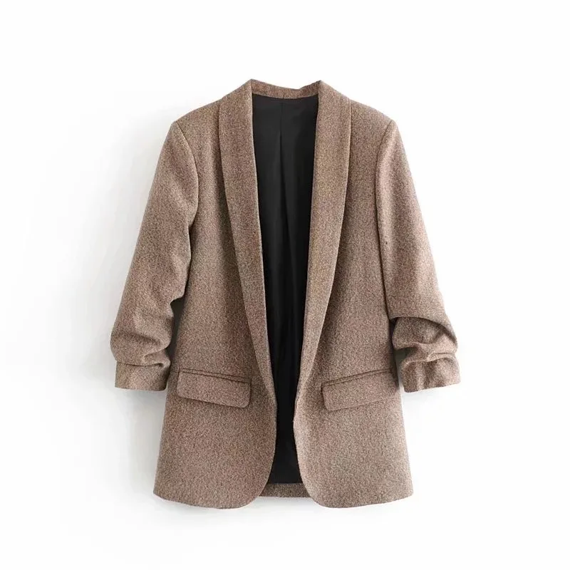 Women Casual Office Work Coat Vintage Twill Blazer Notched Collar Gathered Three Quarter Sleeve Pockets Outerwear
Women Casual Office Work Coat Vintage Twill Blazer Notched Collar Gathered Three Quarter Sleeve Pockets Outerwear