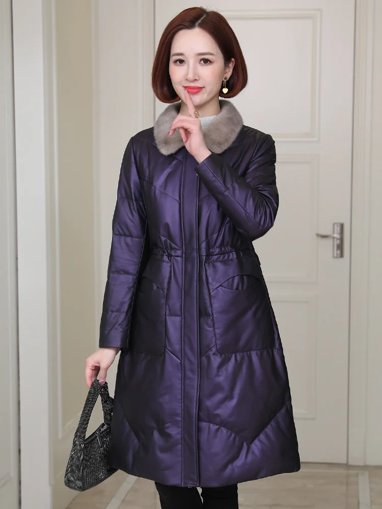 2023 New 90% White Duck Down Women;s Down Jackets Real Sheepskin Leather Coat Female Mink Fur Collar Woman Jacket Invi
2023 New 90% White Duck Down Women;s Down Jackets Real Sheepskin Leather Coat Female Mink Fur Collar Woman Jacket Invi