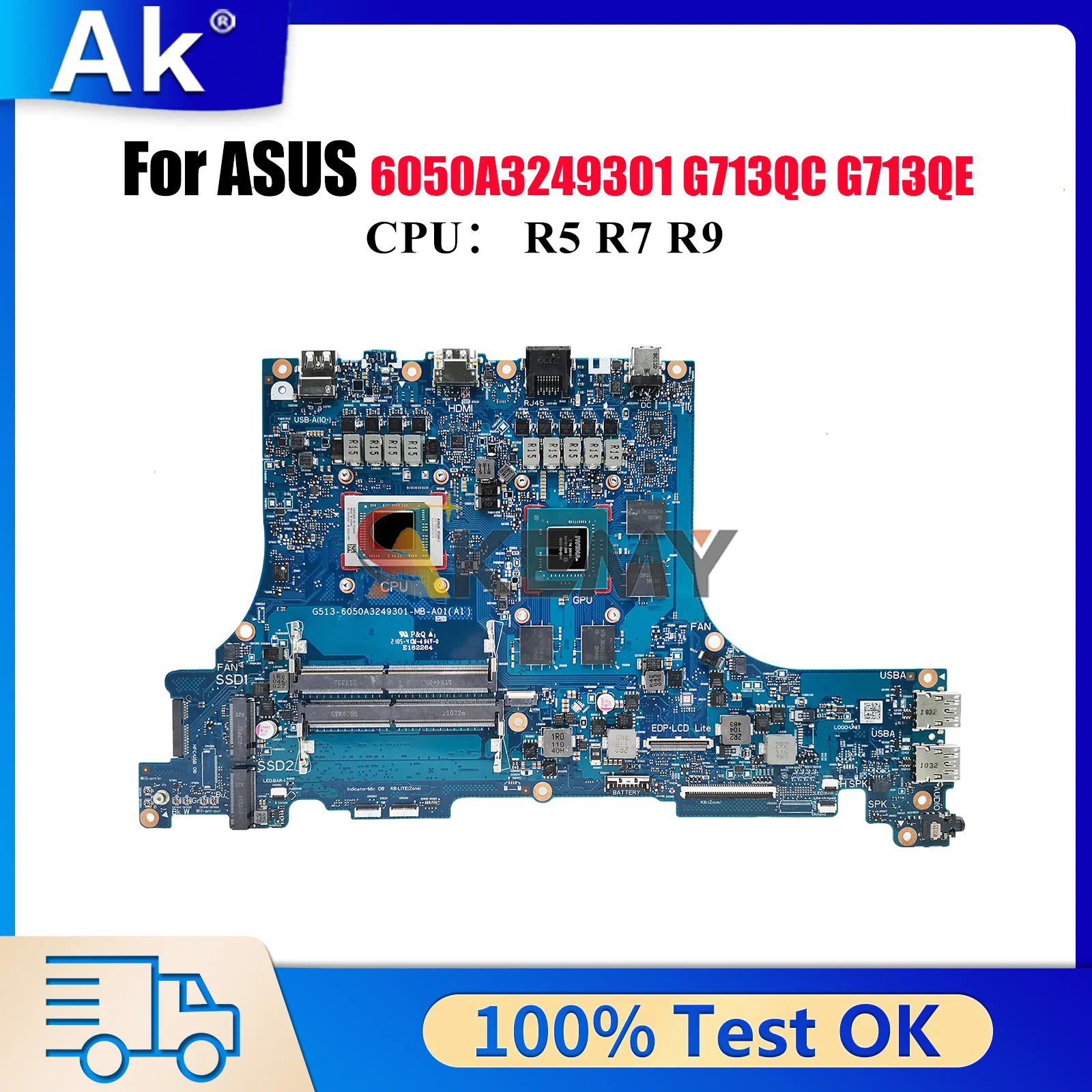 6050A3249301 Laptop Motherboard For ASUS ROG Strix G15 G513Q G713QC G713QE Notebook Mainboard W/ R5 R7 R9 CPU tests OK fast ship
6050A3249301 Laptop Motherboard For ASUS ROG Strix G15 G513Q G713QC G713QE Notebook Mainboard W/ R5 R7 R9 CPU tests OK fast ship