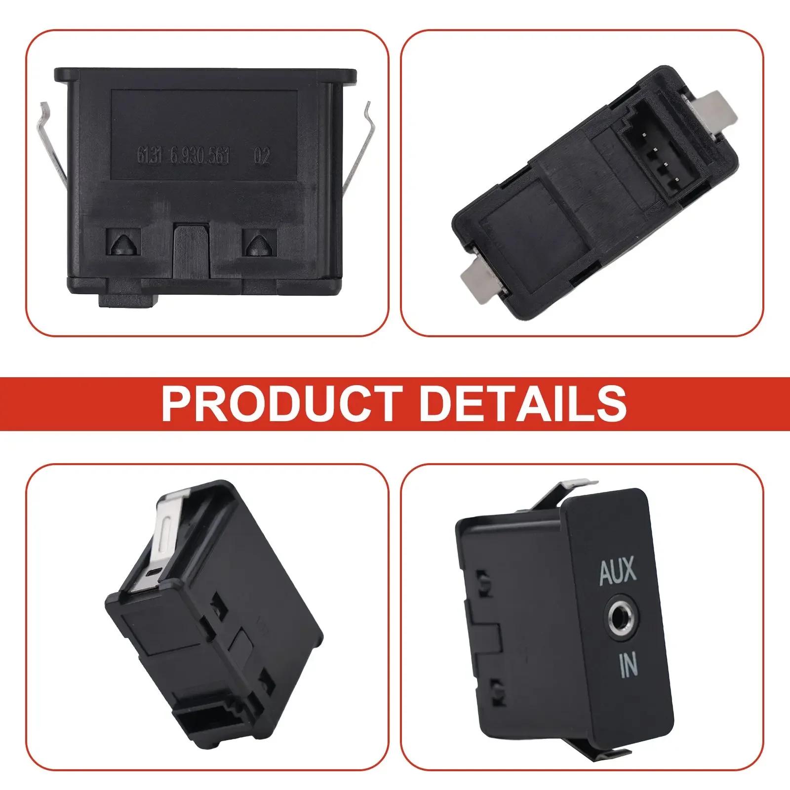 For BMW 1 3 5 6 7 X3 and For X5 Series E60 E61 E81 E87 E90 Compatible AUX Audio Socket OE Number 6930561 Auxiliary Socket
For BMW 1 3 5 6 7 X3 and For X5 Series E60 E61 E81 E87 E90 Compatible AUX Audio Socket OE Number 6930561 Auxiliary Socket