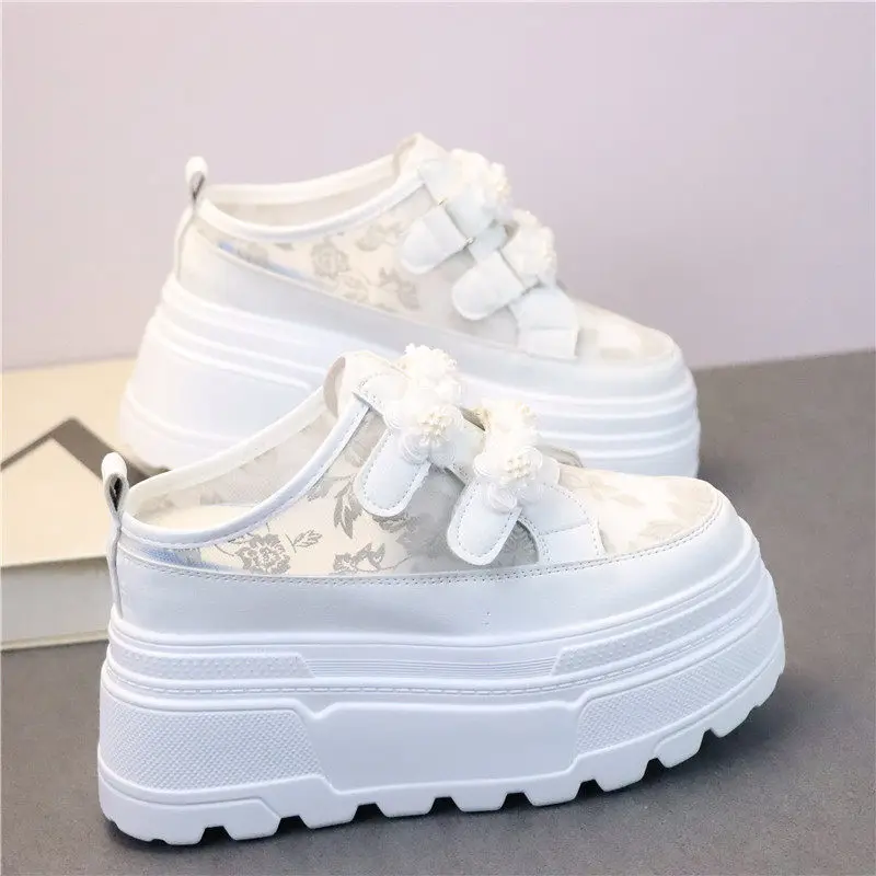 Women's White Slip on Outdoor Slippers 12CM Hidden Heel Closed Toe Backless Breathable Casual Lazy Mules for Ladies
Women's White Slip on Outdoor Slippers 12CM Hidden Heel Closed Toe Backless Breathable Casual Lazy Mules for Ladies
