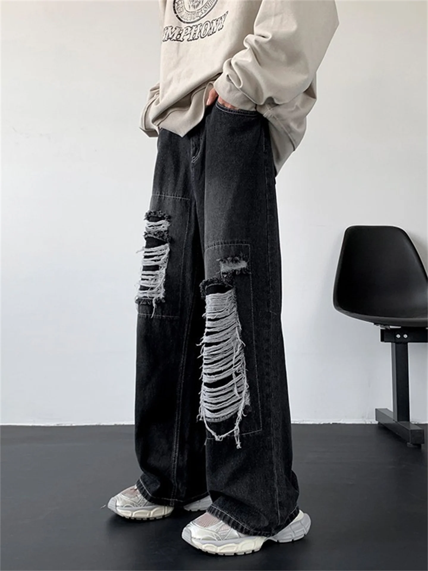 Loose Wide Leg Men's Jeans Hip Hop Street Sle Ripped Denim Casual Straight Fit Autumn Trendy Brand Free Size Dad Pants
Loose Wide Leg Men's Jeans Hip Hop Street Sle Ripped Denim Casual Straight Fit Autumn Trendy Brand Free Size Dad Pants