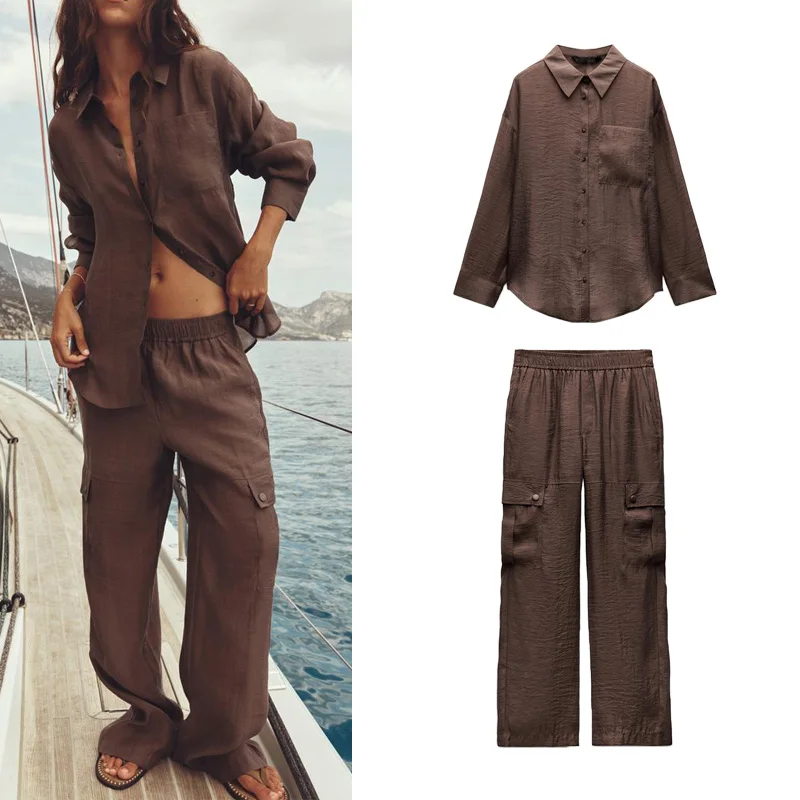 Early Autumn Loose Women's irt with Ba Button Design Semi-Transparent Workwear Pants Faionable Ensemble 2025 Spring Col...
Early Autumn Loose Women's irt with Ba Button Design Semi-Transparent Workwear Pants Faionable Ensemble 2025 Spring Col...