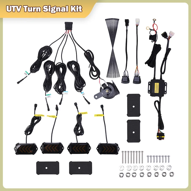UTV Turn Signal Kit with 110Db Horn Pre-Wired Plug and Play UTV ATV Blinker with Rocker Switch Triangle Universal Street Legal Turn Signals Compatible with Polaris Can-Am Arctic
UTV Turn Signal Kit with 110Db Horn Pre-Wired Plug and Play UTV ATV Blinker with Rocker Switch Triangle Universal Street Legal Turn Signals Compatible with Polaris Can-Am Arctic