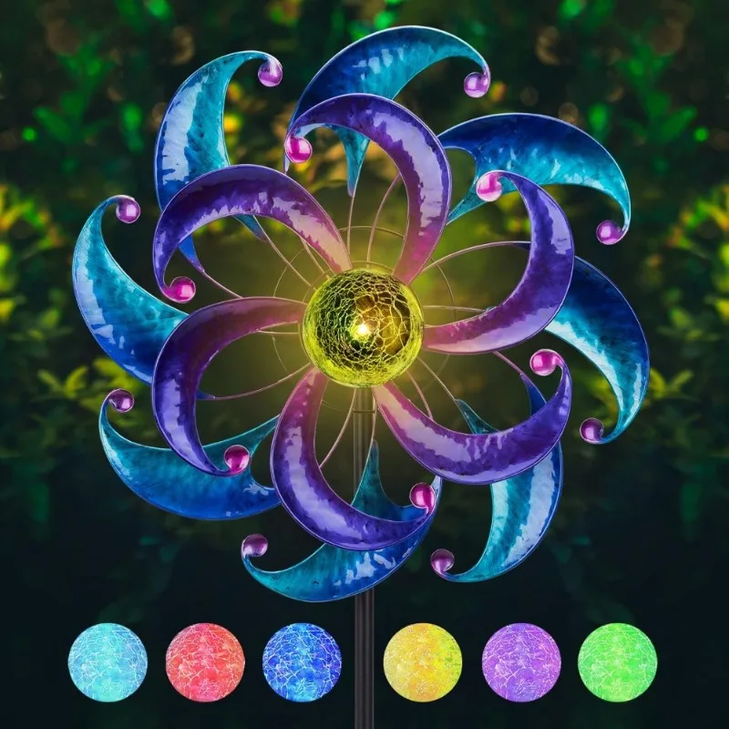 Solar Wind Spinner with LED Changing Light Glass Ball 61 Inch Blue Wind Sculptures for Garden Patio Outdoor Decor
Solar Wind Spinner with LED Changing Light Glass Ball 61 Inch Blue Wind Sculptures for Garden Patio Outdoor Decor