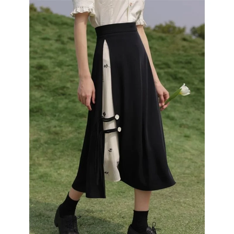 Skirts Women Summer Chinese Style High Waisted Casual A-line Patchwork Designer Temper All-match Юбка Женская Baggy Black Preppy
Skirts Women Summer Chinese Style High Waisted Casual A-line Patchwork Designer Temper All-match Юбка Женская Baggy Black Preppy
