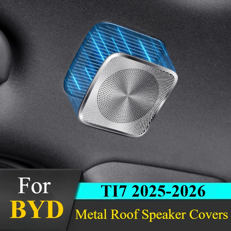 For BYD TI7 2025-2026 (Fangchengbao Ti7): Roof Speaker Grille Trim Covers - 4PCS Metal, Self-Adhesive Overlay
For BYD TI7 2025-2026 (Fangchengbao Ti7): Roof Speaker Grille Trim Covers - 4PCS Metal, Self-Adhesive Overlay