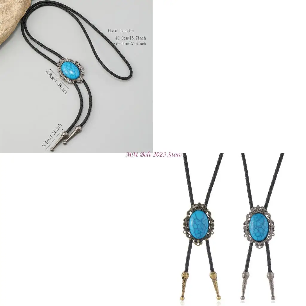 49ME Lightweight Adjustable Cowboy Bolo Tie With Crack Turquoises Pendant Western Leather Necktie Necklace For Men And Women
49ME Lightweight Adjustable Cowboy Bolo Tie With Crack Turquoises Pendant Western Leather Necktie Necklace For Men And Women