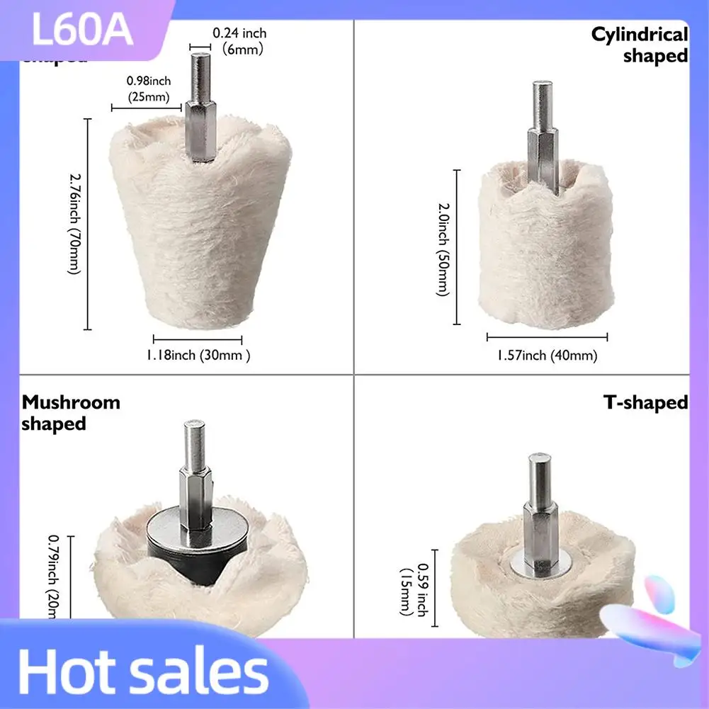 L60A Polishing Wheel For Drill Buffing Pad Wheel Kit 4Pcs White Flannelette Polishing Mop Wheel With 1/4Inch Hex Shafts
L60A Polishing Wheel For Drill Buffing Pad Wheel Kit 4Pcs White Flannelette Polishing Mop Wheel With 1/4Inch Hex Shafts