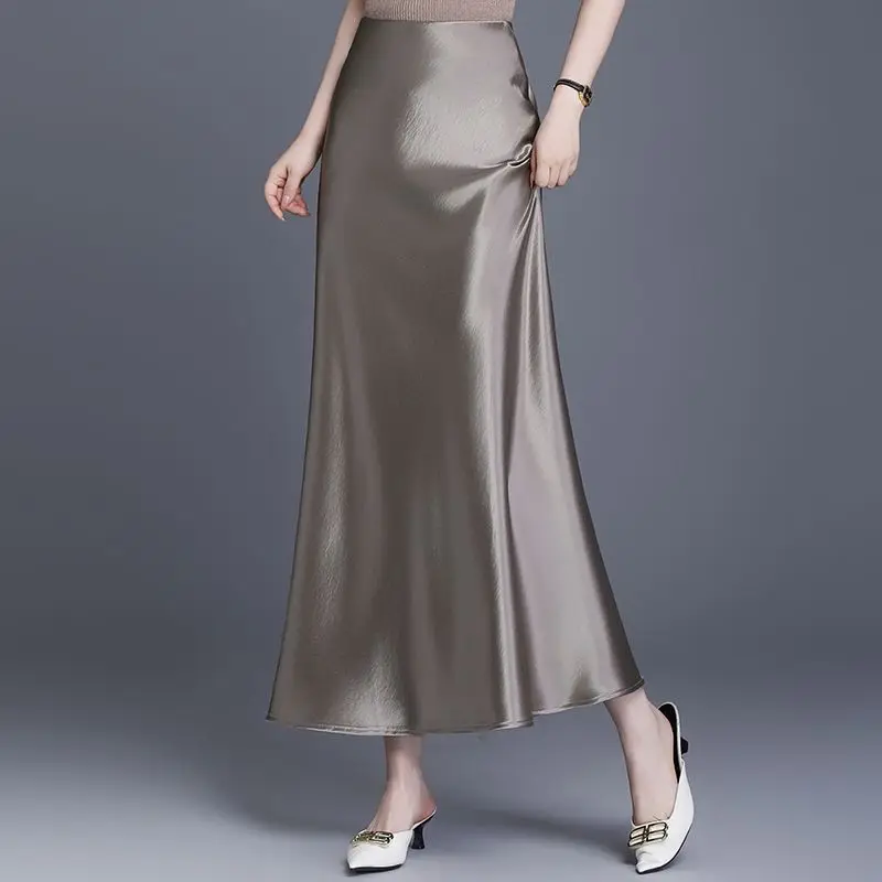 Acetate Satin Fishtail Skirt For Women Summer New High Waist Slim Straight Tube Wrapped Long Skirts Female Elegant Skirts
Acetate Satin Fishtail Skirt For Women Summer New High Waist Slim Straight Tube Wrapped Long Skirts Female Elegant Skirts