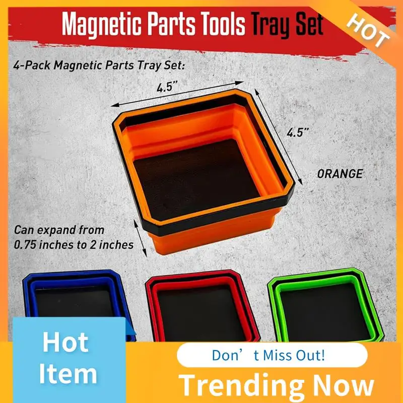 ABNL Fold Magnetic Parts Tools Tray Set, 4-Pack Foldable 4.5Inch Square Silicone Bowls With Double Sided Magnetic Base
ABNL Fold Magnetic Parts Tools Tray Set, 4-Pack Foldable 4.5Inch Square Silicone Bowls With Double Sided Magnetic Base