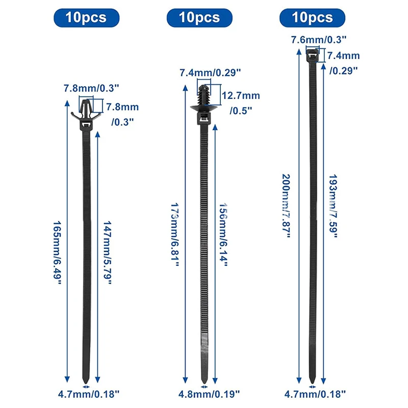 45pcs Suitable For Push Fit Cable Zippers Zip Ties And Wiring Clips With Car Rope Looms Product Combination 
45pcs Suitable For Push Fit Cable Zippers Zip Ties And Wiring Clips With Car Rope Looms Product Combination