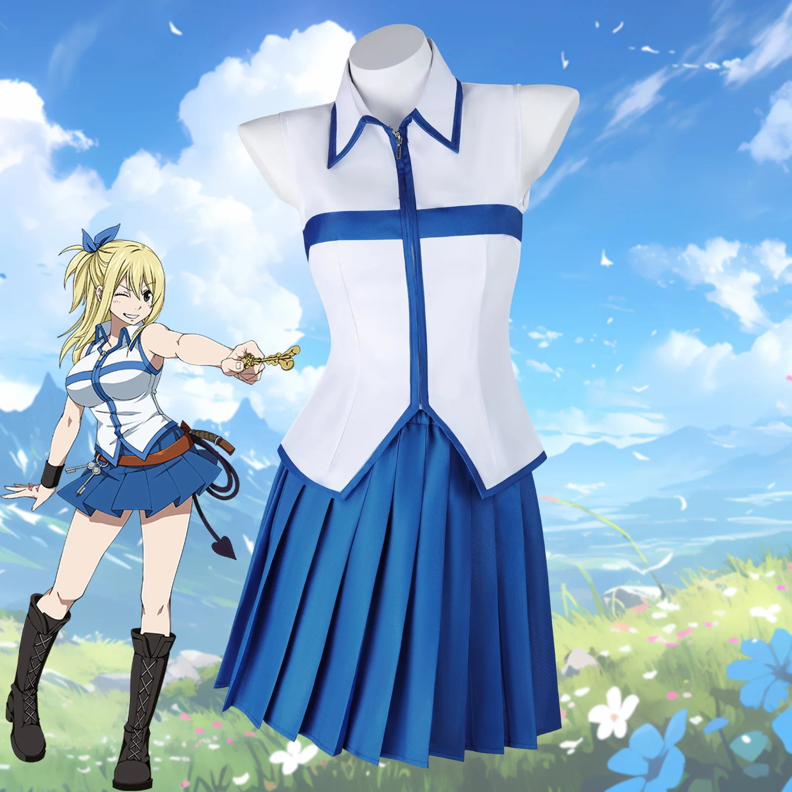 Anime FAIRY TAIL Lucy Heartfilia Cosplay Costume Top skirt Hairpin Set Halloween Makeup Party for Women Dress
Anime FAIRY TAIL Lucy Heartfilia Cosplay Costume Top skirt Hairpin Set Halloween Makeup Party for Women Dress