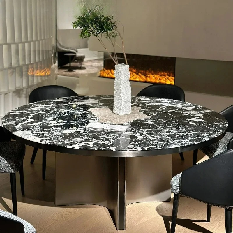 Black luxury stone dining table, light luxury high-end natural marble dining table
Black luxury stone dining table, light luxury high-end natural marble dining table