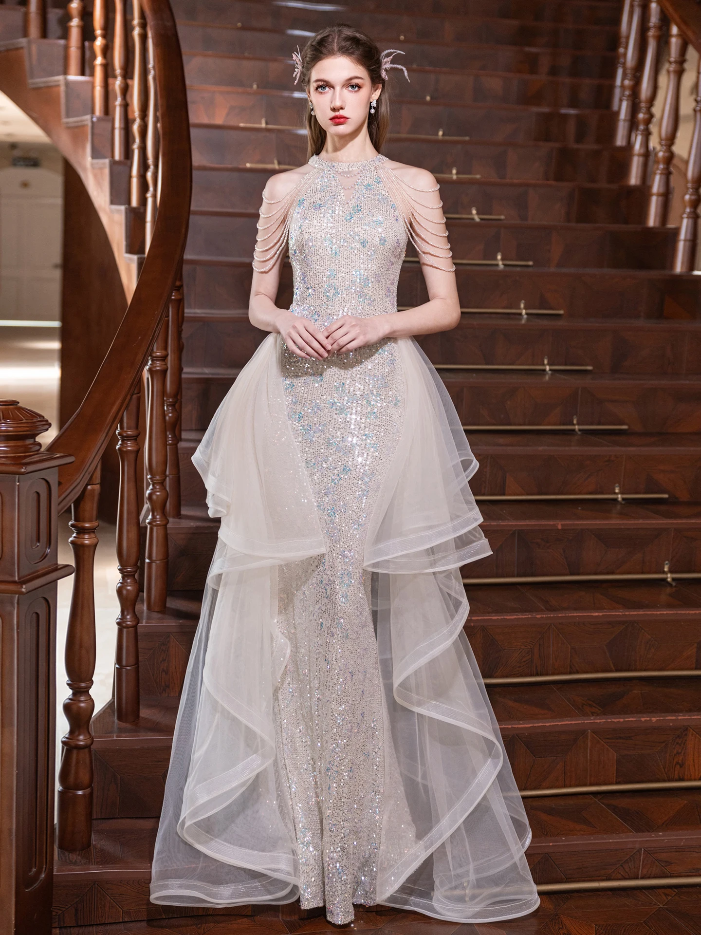 Sexy Hanging Ne Evening Gown Women's New 2025 High-End Beautiful Guzheng Vocal Art Exam Performance Host Long Skirt Dr
Sexy Hanging Ne Evening Gown Women's New 2025 High-End Beautiful Guzheng Vocal Art Exam Performance Host Long Skirt Dr