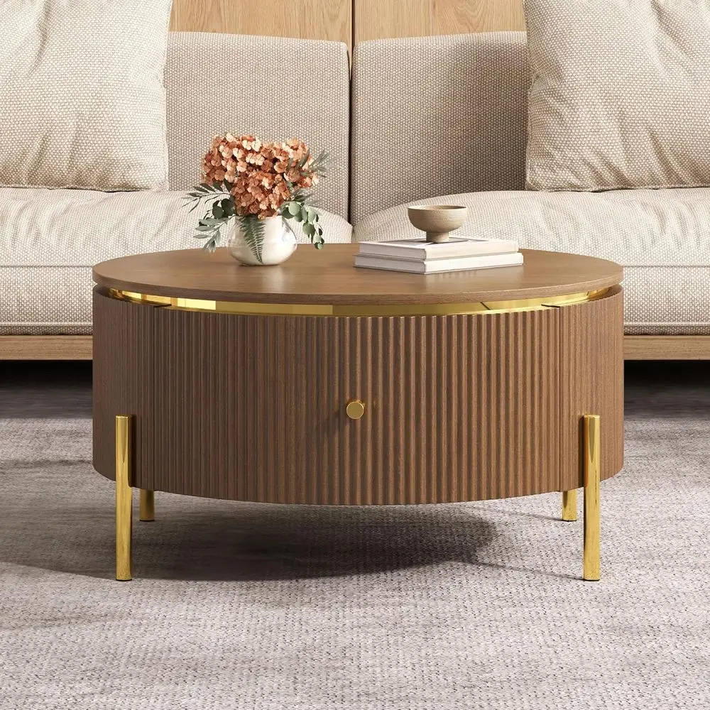Round Coffee Table with Storage Drawers, Large, Brown, 31.5
Round Coffee Table with Storage Drawers, Large, Brown, 31.5