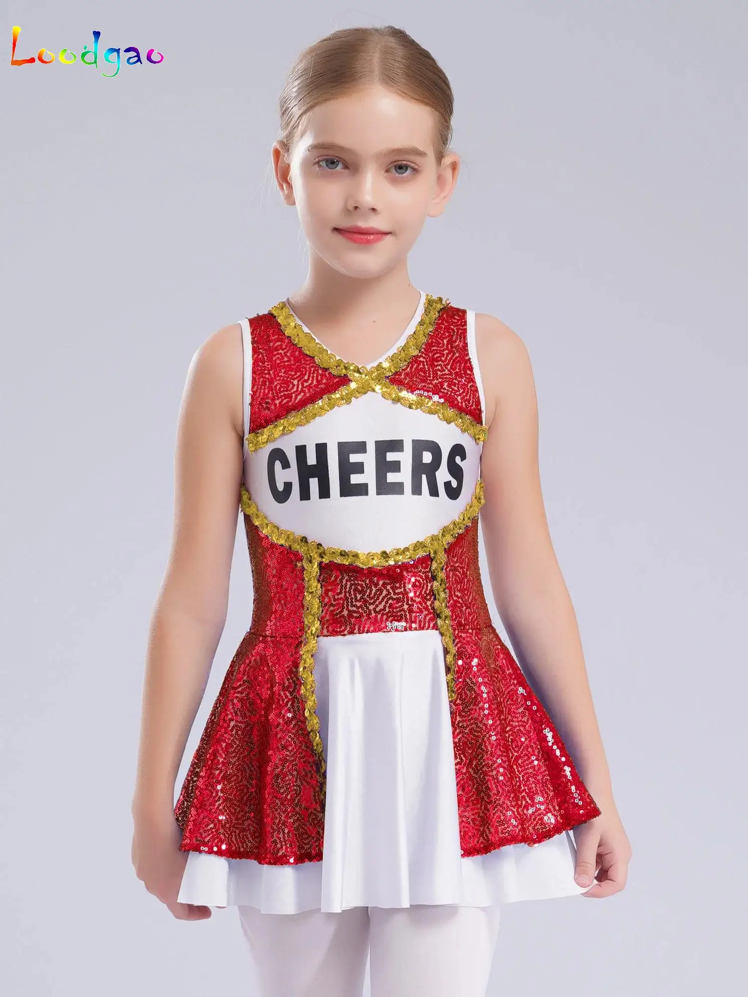 Kids Girls Cheer Dance Sequins Dress Costume Teens Sleeveless Color Block Cheerleading Uniforms High School Cheerlead Dress
Kids Girls Cheer Dance Sequins Dress Costume Teens Sleeveless Color Block Cheerleading Uniforms High School Cheerlead Dress