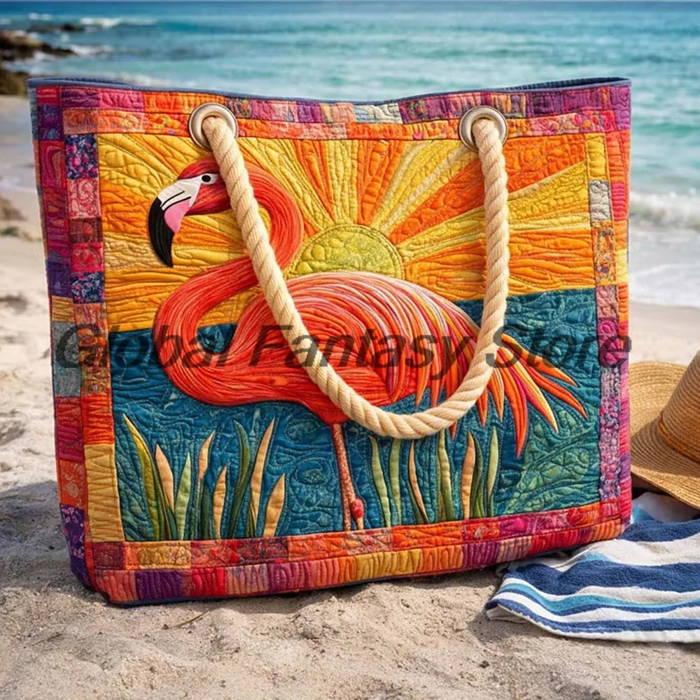 Sunset Flamingo Quilted Beach Bag Tropical Patchwork Shoulder Bag Men Women Daily Handbag Shopping Tote
Sunset Flamingo Quilted Beach Bag Tropical Patchwork Shoulder Bag Men Women Daily Handbag Shopping Tote
