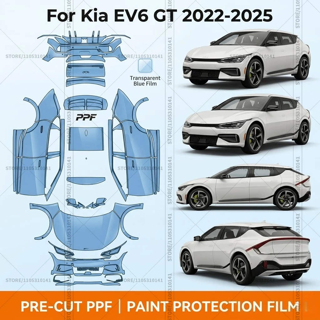 Предварительно нарезанная прозрачная защитная пленка PPF для бампера автомобиля, прозрачная защитная пленка для Kia EV6 GT 2022-2025
Предварительно нарезанная прозрачная защитная пленка PPF для бампера автомобиля, прозрачная защитная пленка для Kia EV6 GT 2022-2025