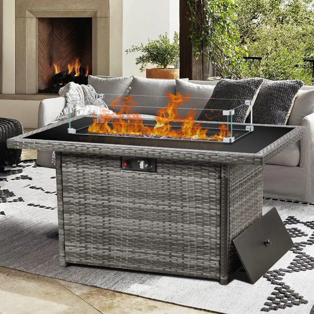 Propane ire Pit Table,44 Inch 55000 Outdoor Gas ire Pit Recular with Glass Wind Guard or Outside Patio Deck (Gray-Glass Top)
Propane ire Pit Table,44 Inch 55000 Outdoor Gas ire Pit Recular with Glass Wind Guard or Outside Patio Deck (Gray-Glass Top)