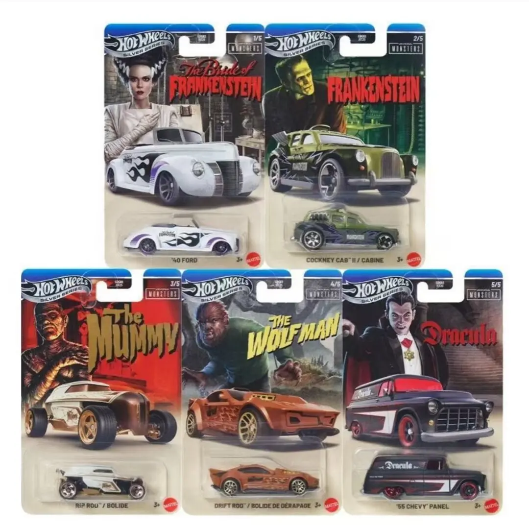 5pack Original Mattel Hot Wheels Dracula The Mummy Frankenstein 1:64 Scale Miniature Collectible 1/64 Mini Car Models Toys
5pack Original Mattel Hot Wheels Dracula The Mummy Frankenstein 1:64 Scale Miniature Collectible 1/64 Mini Car Models Toys