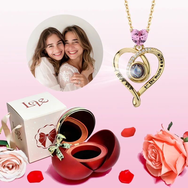 Custom Photo Projection Heart Necklaces With Bow Rose Round Jewelry Box Christmas Wedding Mother Day Gifts Jewelry
Custom Photo Projection Heart Necklaces With Bow Rose Round Jewelry Box Christmas Wedding Mother Day Gifts Jewelry