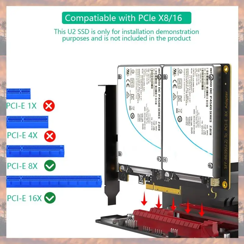 2025 New-Dual U.2 SSD To Pcie 4.0 X8 Adapter, Support 2 X U.2 SSD Or Soft Raid, Without PCI-E Splitter Function
2025 New-Dual U.2 SSD To Pcie 4.0 X8 Adapter, Support 2 X U.2 SSD Or Soft Raid, Without PCI-E Splitter Function