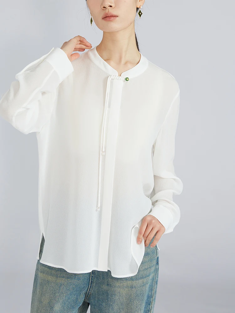 Silk irt Women's Long Sve Small Stand Collar Silk Spring Autumn Season Chinese Sle Printed Straight Cut Top
Silk irt Women's Long Sve Small Stand Collar Silk Spring Autumn Season Chinese Sle Printed Straight Cut Top