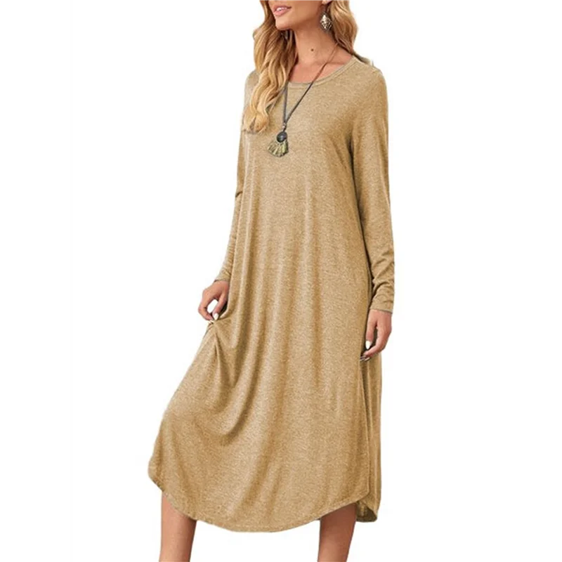 ABUM-Women's Long Dress Long Sleeve Round Neck Pajamas With Pockets
ABUM-Women's Long Dress Long Sleeve Round Neck Pajamas With Pockets