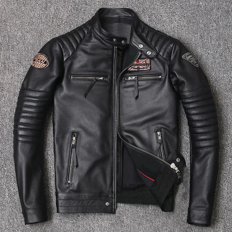 Genuine Motorcycle Leather Jacket for Style Biker Jackets Slim Cowhide spring Coat Men
Genuine Motorcycle Leather Jacket for Style Biker Jackets Slim Cowhide spring Coat Men