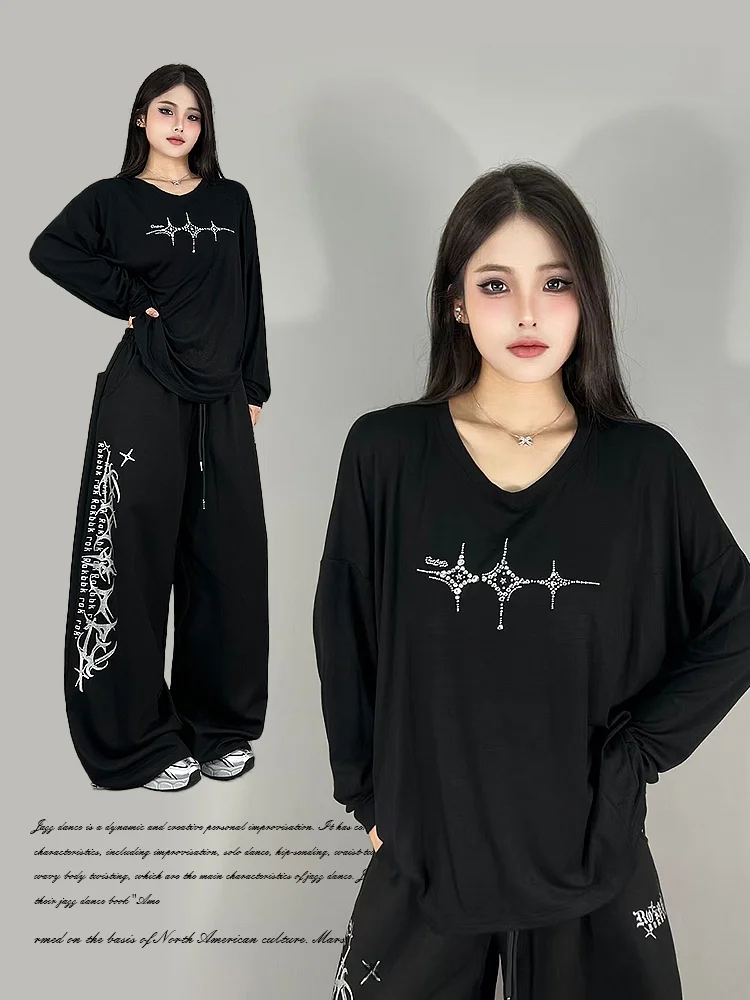 Loose Long Sve Jazz Dance Streetwear T-irt Women's Sexy Oversize Logo Printed Top for Early Autumn ROKBBKK Brand
Loose Long Sve Jazz Dance Streetwear T-irt Women's Sexy Oversize Logo Printed Top for Early Autumn ROKBBKK Brand