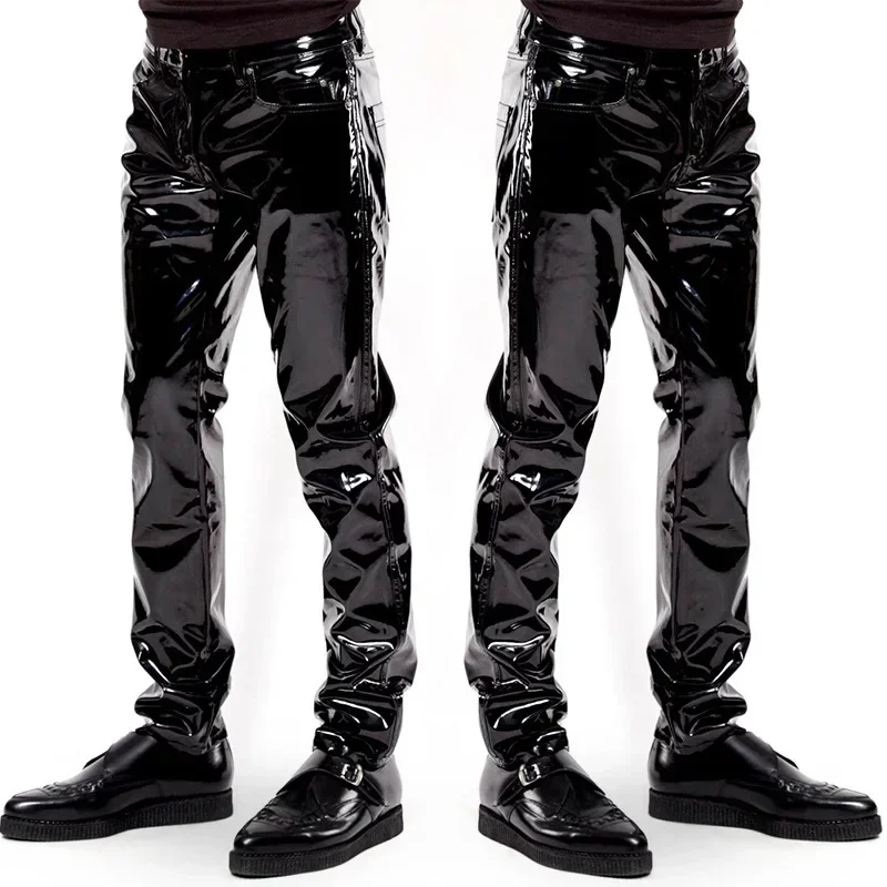 Mens Elastic Faux Leather PVC Pants Motorcycle Ridding Black Slim Fit Dance Party Trousers Biker Leather Pants
Mens Elastic Faux Leather PVC Pants Motorcycle Ridding Black Slim Fit Dance Party Trousers Biker Leather Pants