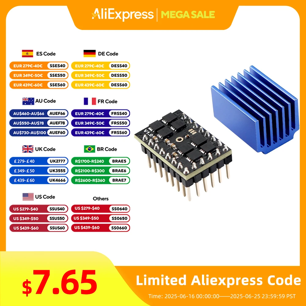 FYSETC QHV TMC5160 Stepper Step Stick SPI Silent Motor Driver High Power 60V for 3D Printer Parts
FYSETC QHV TMC5160 Stepper Step Stick SPI Silent Motor Driver High Power 60V for 3D Printer Parts