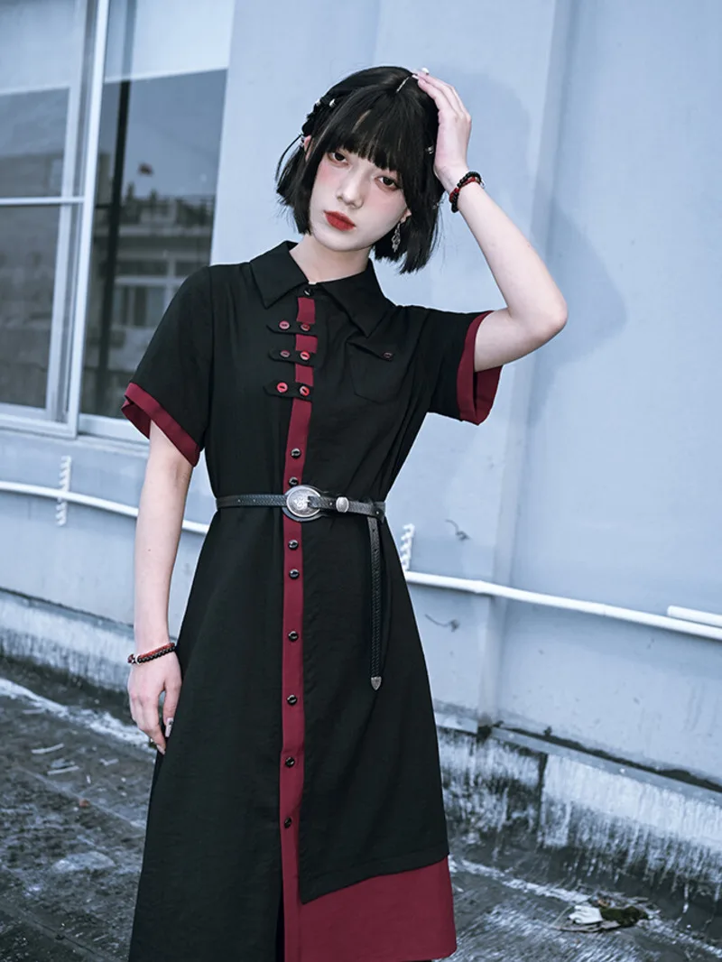 New Chinese Style National Style Han Elements Black Red Sweet Cool Guofeng Printing Shirt Dress Female Han Elements Waist
New Chinese Style National Style Han Elements Black Red Sweet Cool Guofeng Printing Shirt Dress Female Han Elements Waist